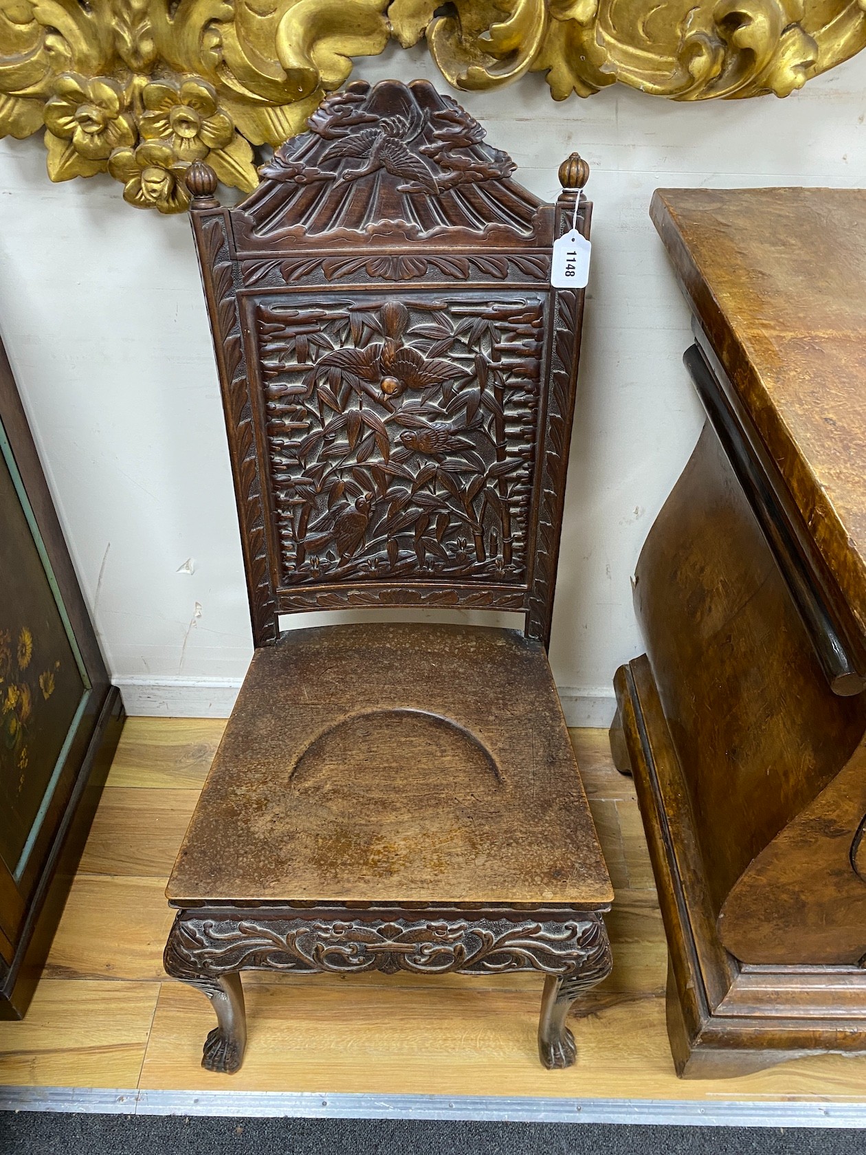 A Chinese carved hardwood side chair